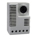 Gray electronic thermostats with dial controls and vented casing.
