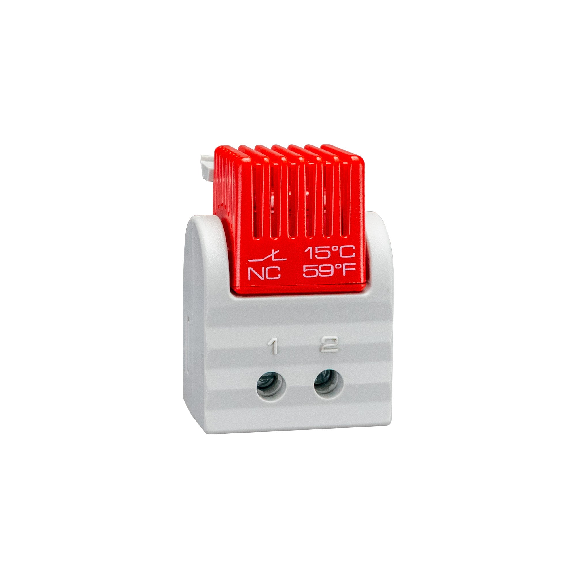 Temperature sensor with red display on a white background