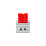 Temperature sensor with red display on a white background