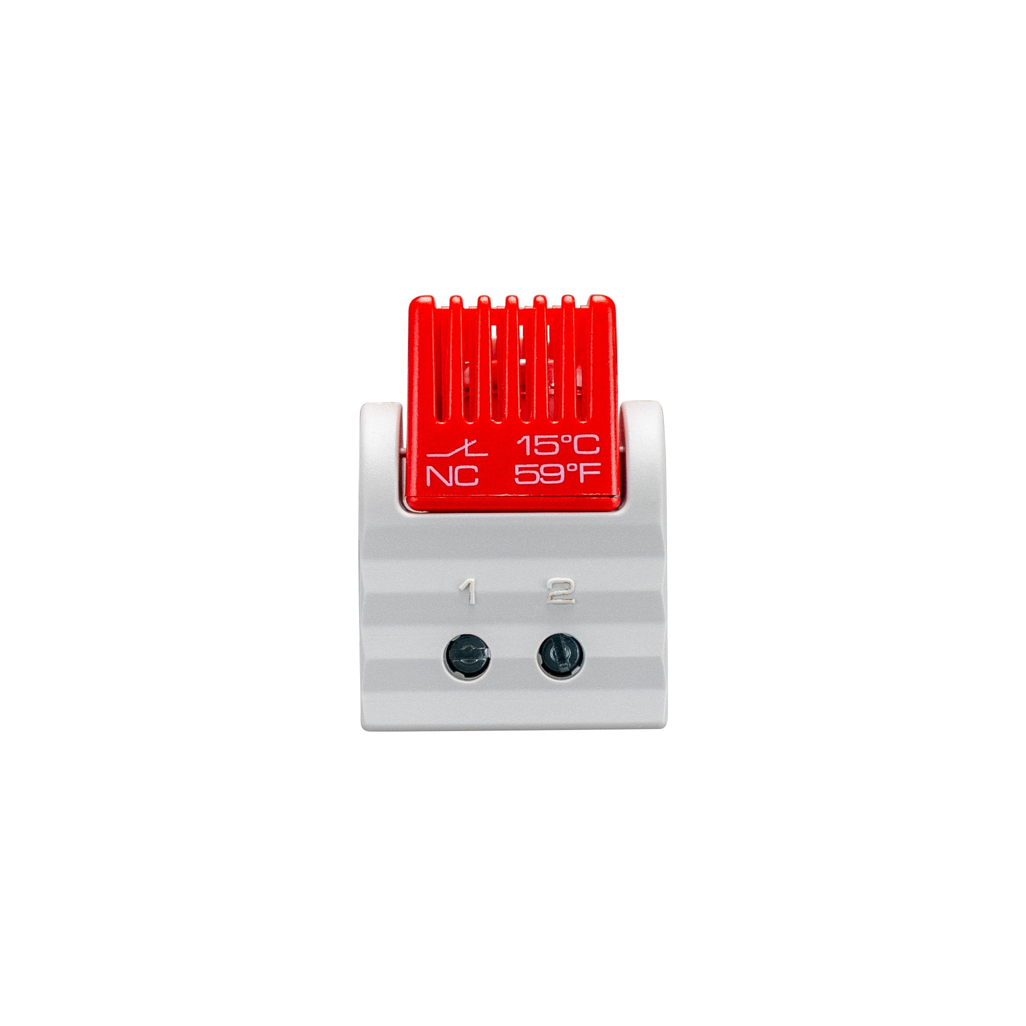 Temperature sensor with red display on a white background