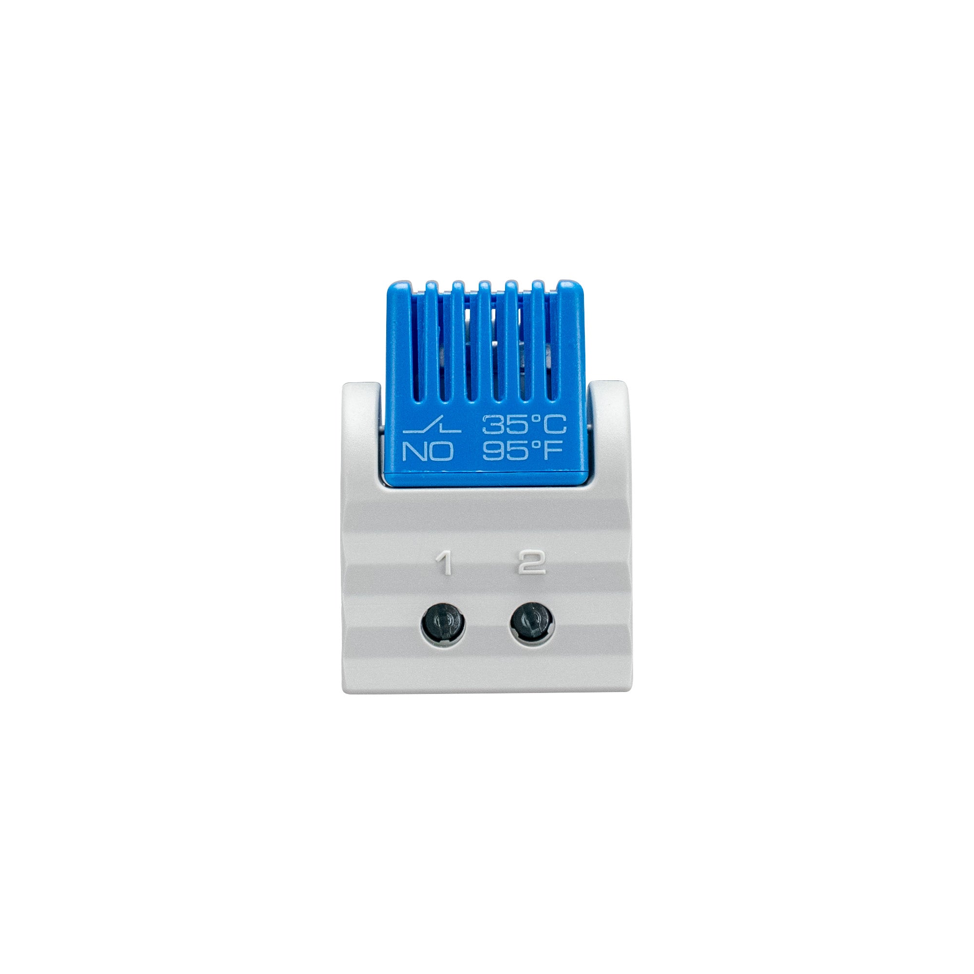 Temperature sensor with blue display on a white background