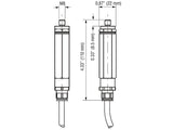 Technical drawing of a cylindrical component with measurements