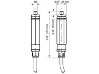 Technical drawing of a cylindrical component with measurements