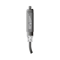 Gray cylindrical device with a wire on a white background.