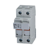 Electrical circuit breaker with ETI branding on a white background.