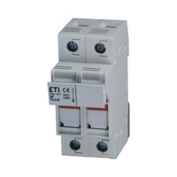 Electrical circuit breaker with ETI branding on a white background.