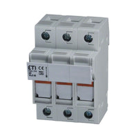 Electrical circuit breaker with ETI branding on a white background.