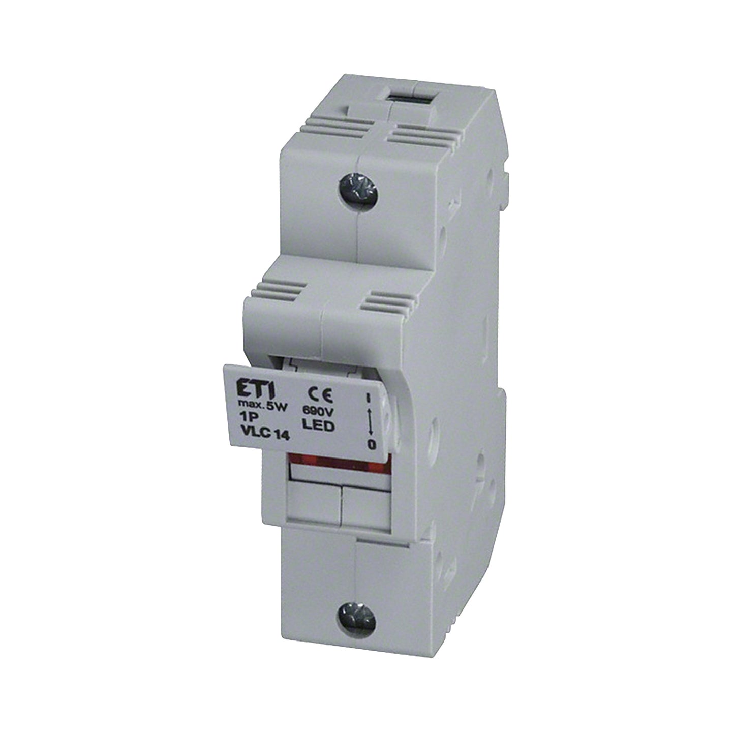 Electrical circuit breaker with ETI branding on a white background.