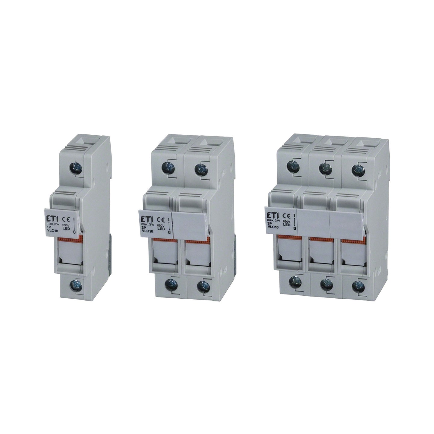 DIN Rail Fuse Holder with LED Blown Fuse Indicator 1-3 Pole 50A 600V 14x51mm Fuse