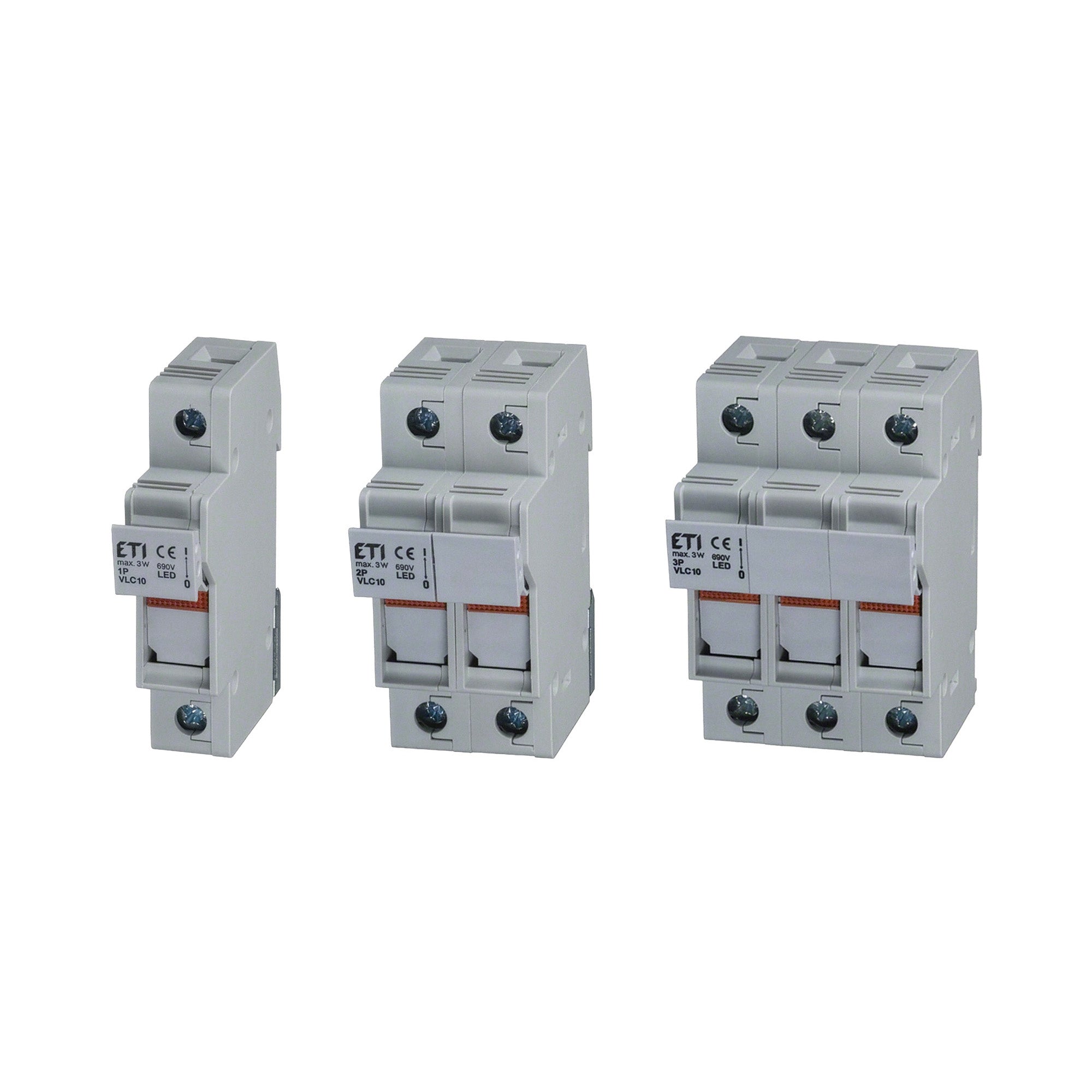 DIN Rail Fuse Holder with LED Blown Fuse Indicator 1-3 Pole 50A 600V 14x51mm Fuse