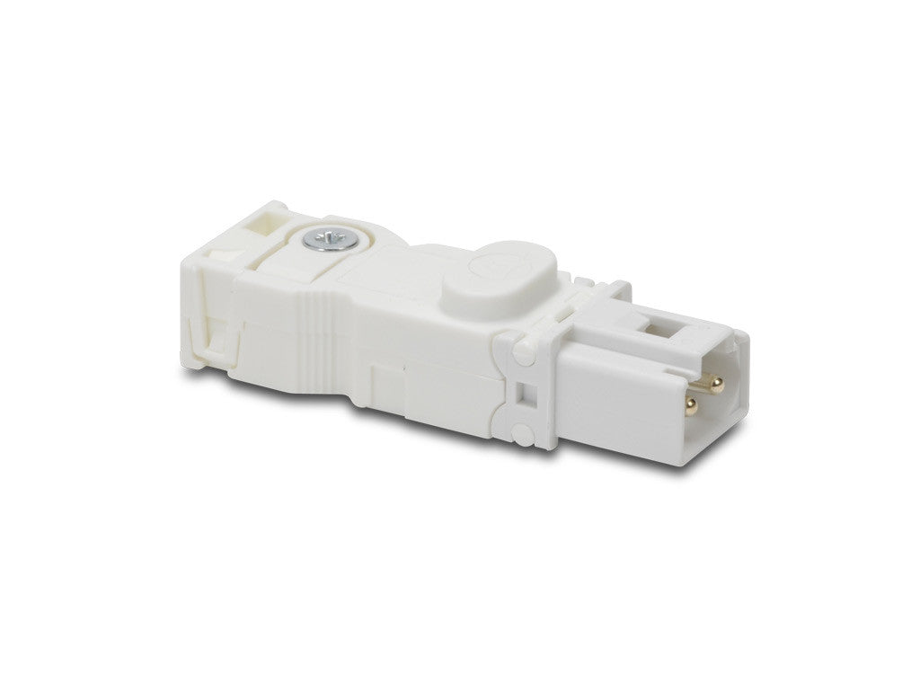 White electrical connector on a white background