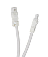 White power cable with connectors on a white background.