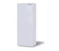 White rectangular box with a brand logo on a white background