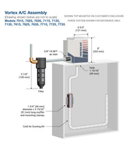 Technical diagram of a Vortex A/C Assembly with labeled parts and dimensions.