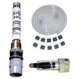 Pump kit with hose, connectors, and pump on a white background