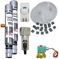 Collection of Vortex Coolers and related components on a white background.