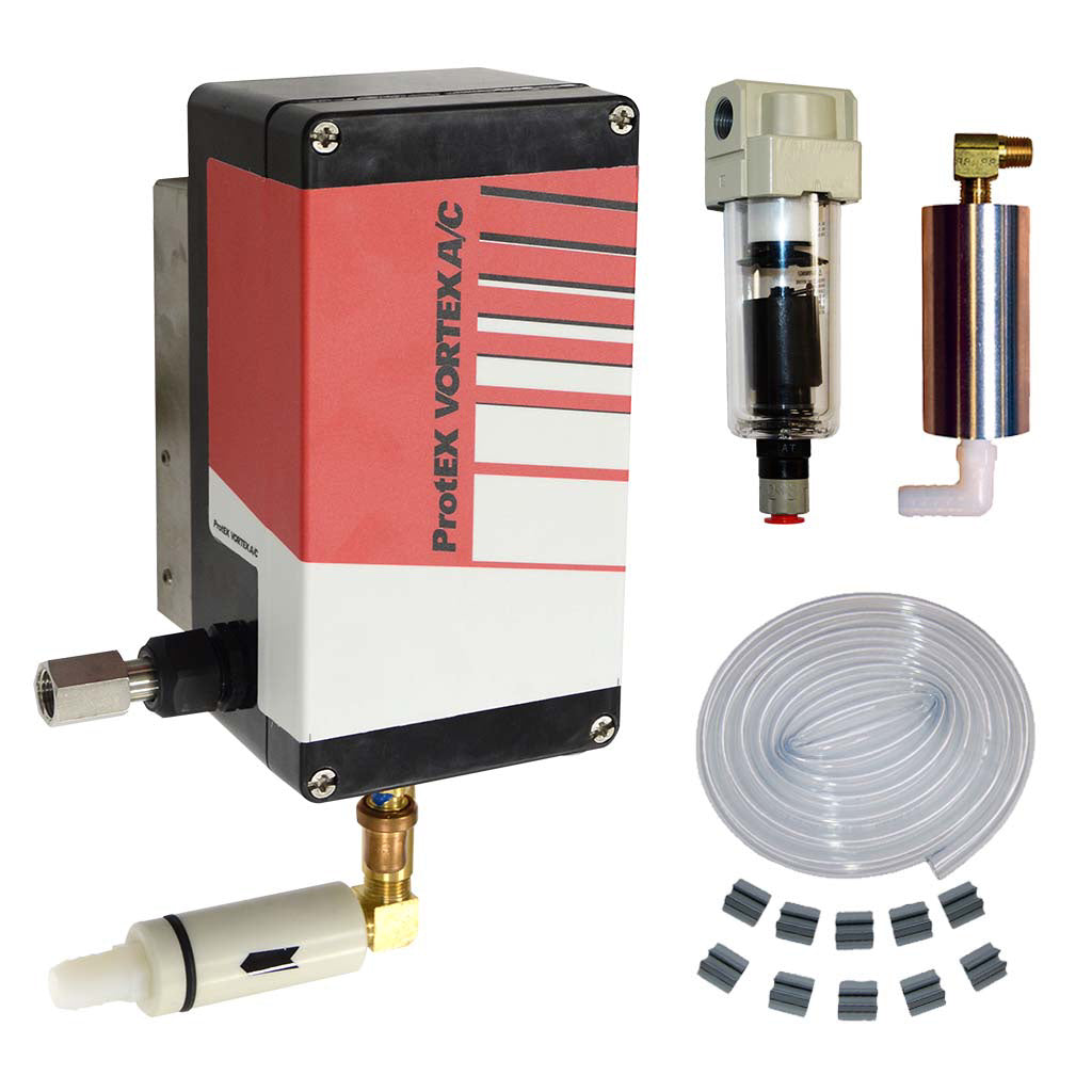 ProtEX Vortex AC air conditioning system kit with various components on a white background.