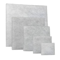 Set of white  filter mats on a white background.