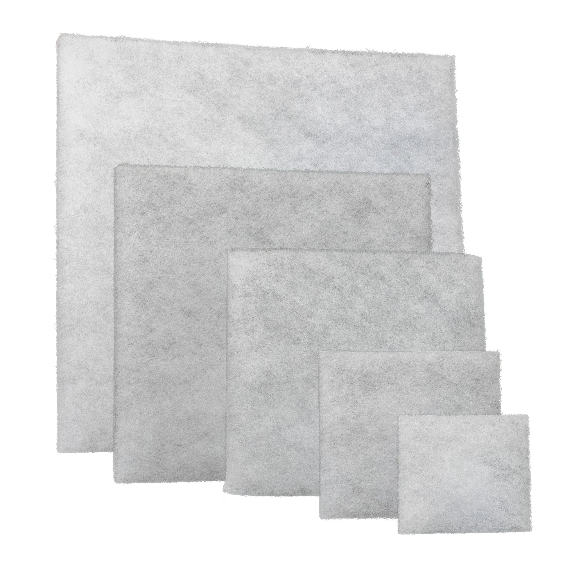 Set of white  filter mats on a white background.