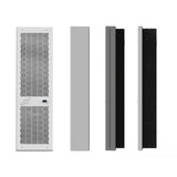 Set of four rectangular panels in different colors on a white background