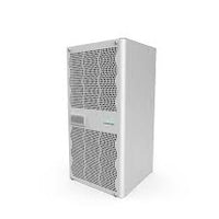 White air purifier with a patterned filter on a white background