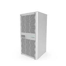 White air purifier with a patterned filter on a white background