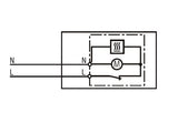 Electrical diagram with symbols for a motor and switch on a white background