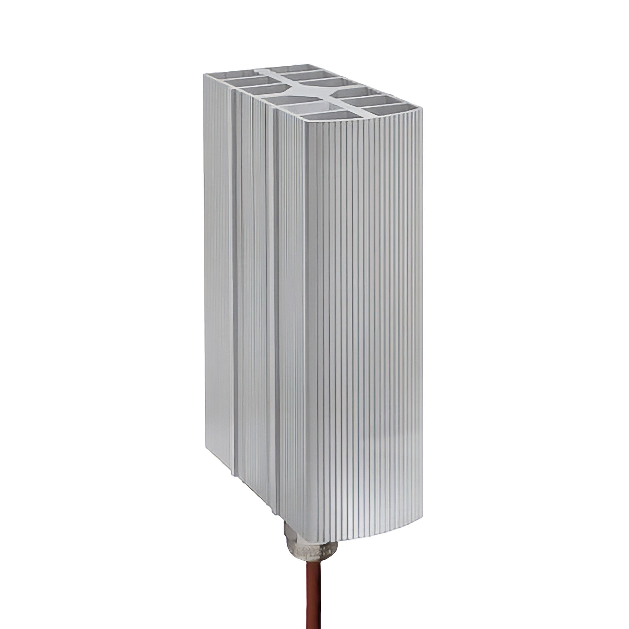 Silver heater on a white background.
