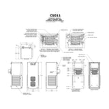 Technical diagram of a compact series CS011 condenser and terminal block model on a white background.