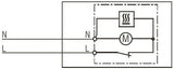 Electrical diagram with symbols for neutral (N) and live (L) wires, and a motor symbol.