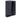 A black rectangular enclosure heater with a ribbed surface and an integrated thermostat.