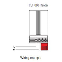 Diagram of a CSF 060 Heater with wiring example on a white background.