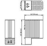 Black on white technical drawing of a cylindrical component with dimensions and labels.