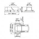 Technical drawing with dimensions of a mechanical component on a white background.