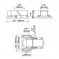 Technical drawing with dimensions of a mechanical component on a white background.