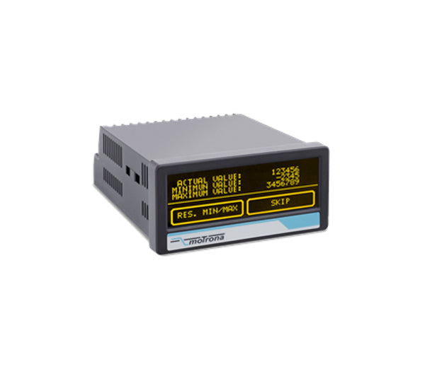 Digital display device with a gray casing on a white background