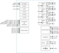 Black on white diagram of a relay system with various electrical components and connections.