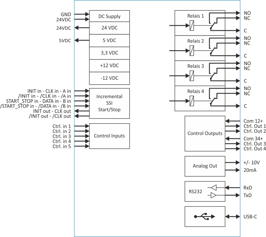 Black on white diagram of a relay system with various electrical components and connections.