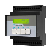 Electrical meter with digital display and control buttons on a white background.