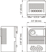 Black on white technical drawing of a electronic component with dimensions labeled