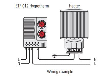 Wiring diagram for Hygrotherm and heater.