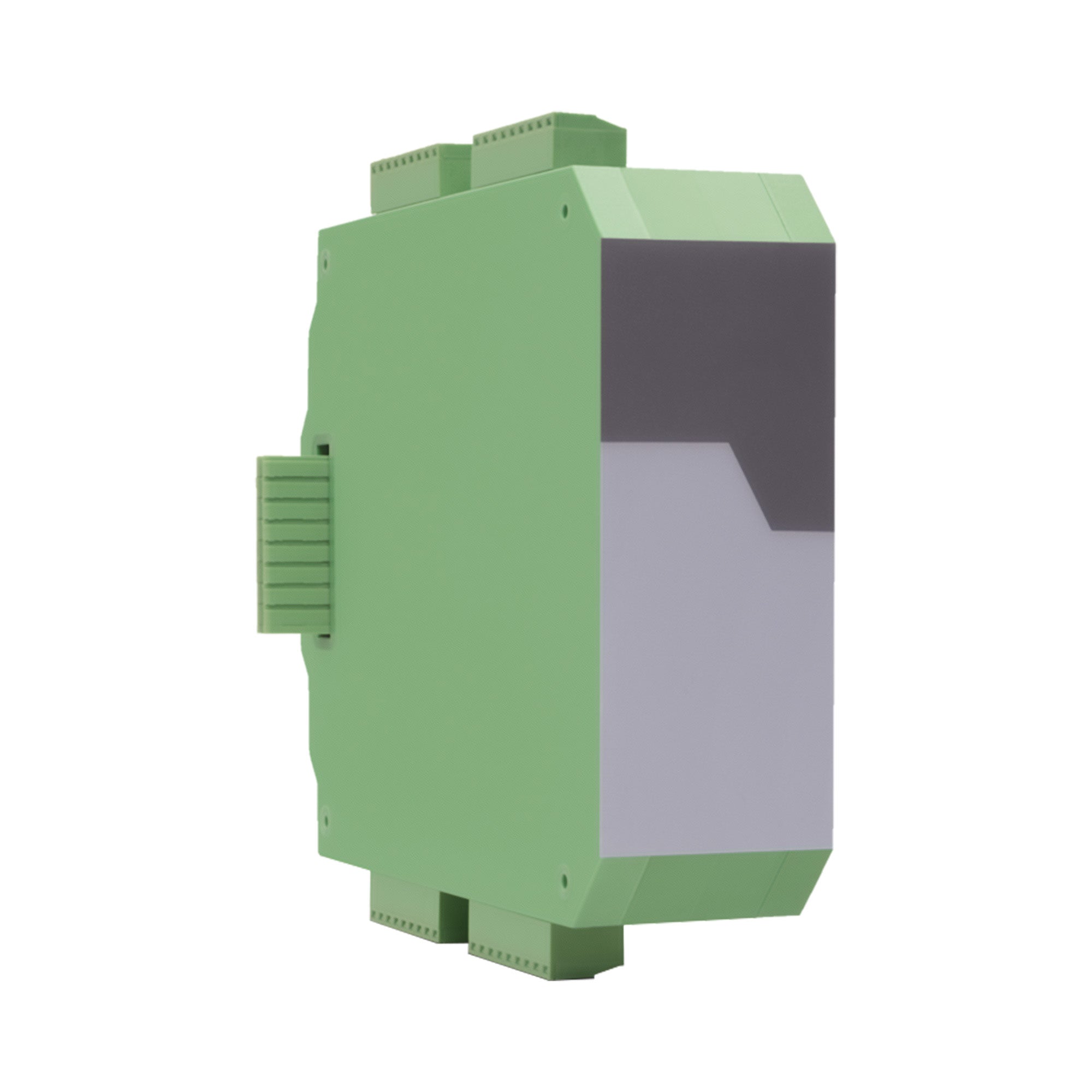 Green electrical panel on a white background