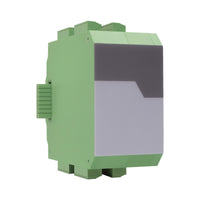 Green and gray electrical module on a white background