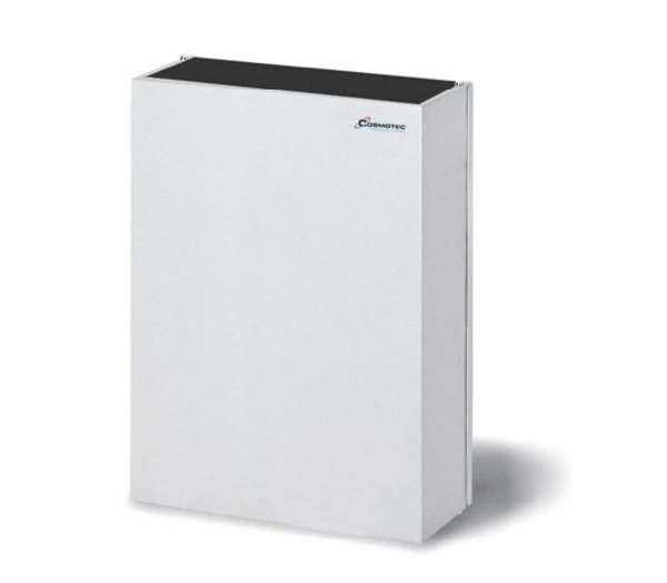 White electronic device with a black top on a white background