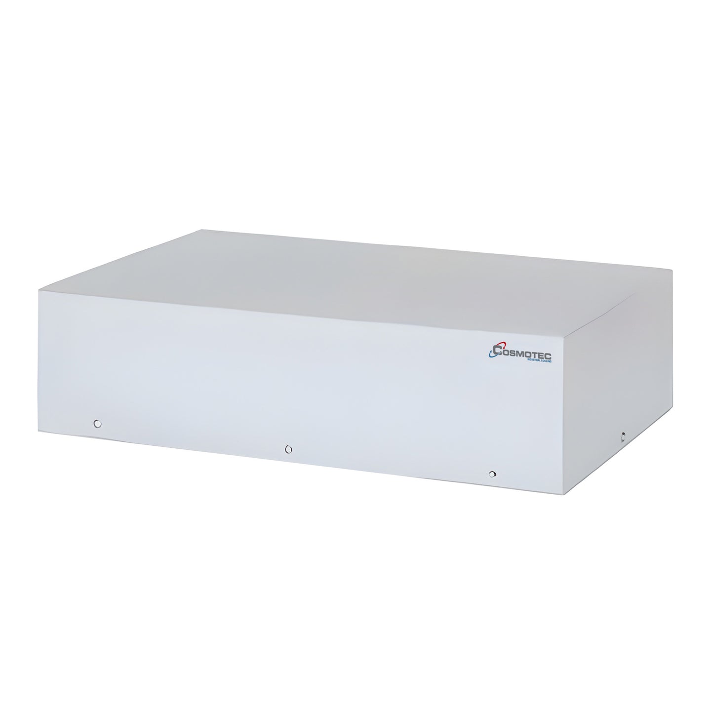 White electronic device with a brand logo on a white background