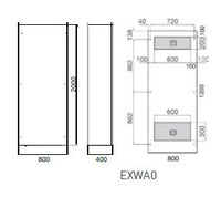 Technical drawing of a rectangular object with dimensions labeled