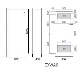 Technical drawing of a rectangular object with dimensions labeled