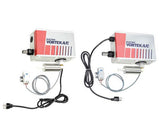Two electric vortex AC units with wiring on a white background