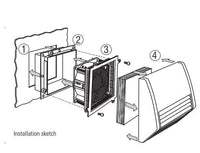 Illustration of an air conditioning unit installation process with labeled steps.