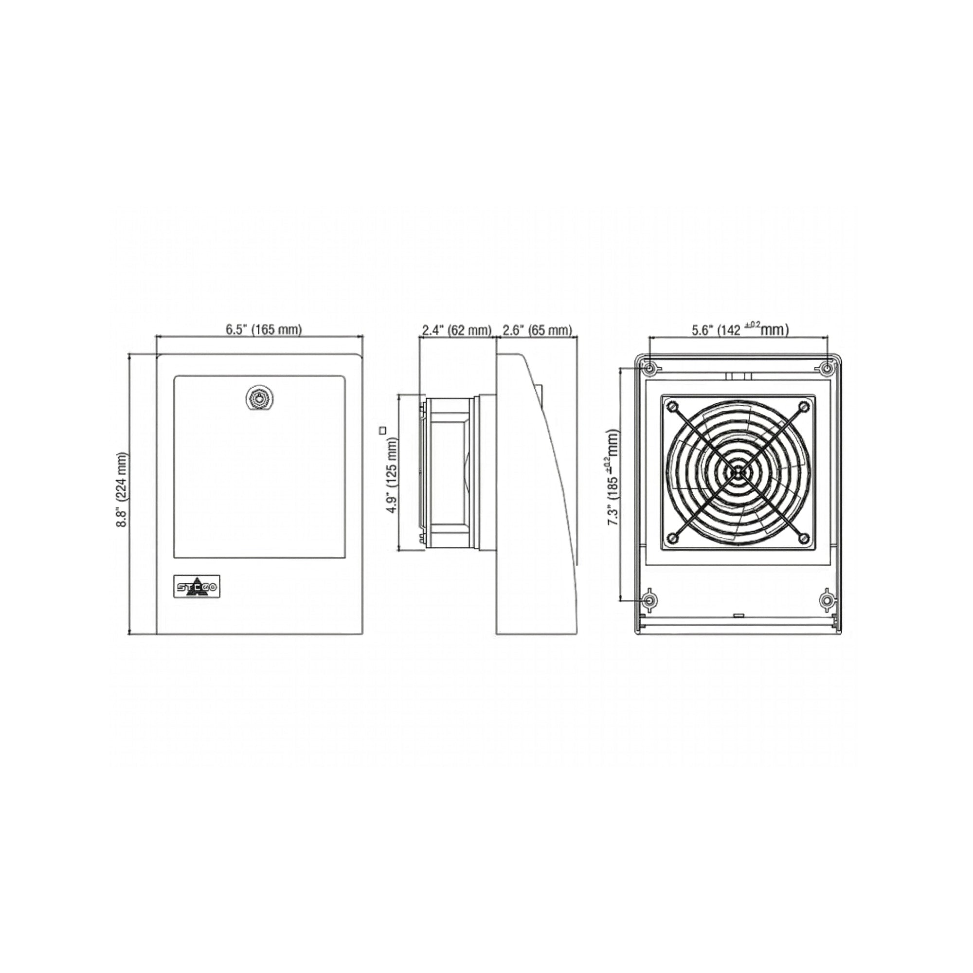 Outdoor Enclosure Filter Fan Lockable Door Weather Resistant 14 CFM